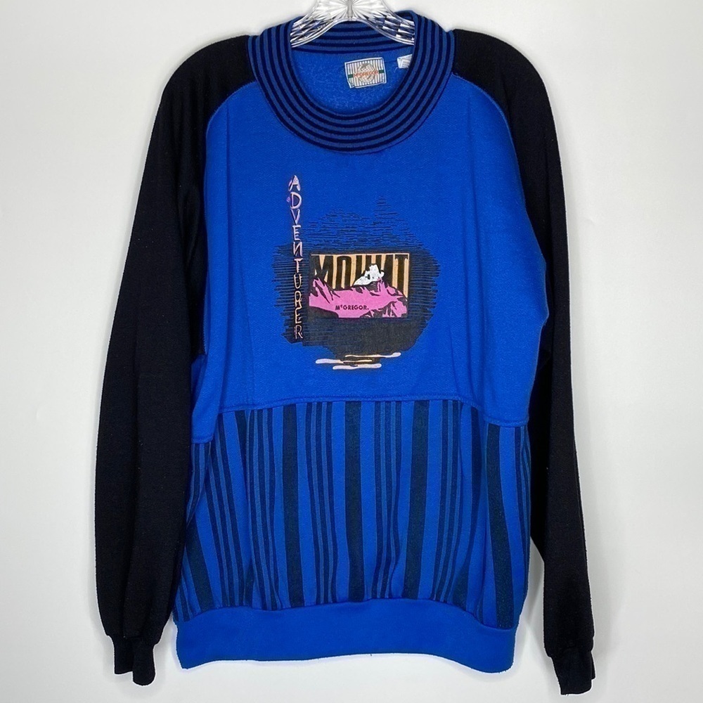 Vintage McGregor Mount McGregor Adventurer Blue Striped Sweatshirt XXL